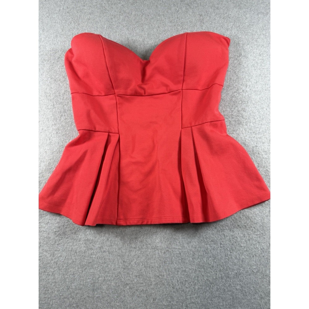 Bebe Vintage Y2K Red Strapless Flared Sweetheart Top Women's Zip Up Bustier Sz M